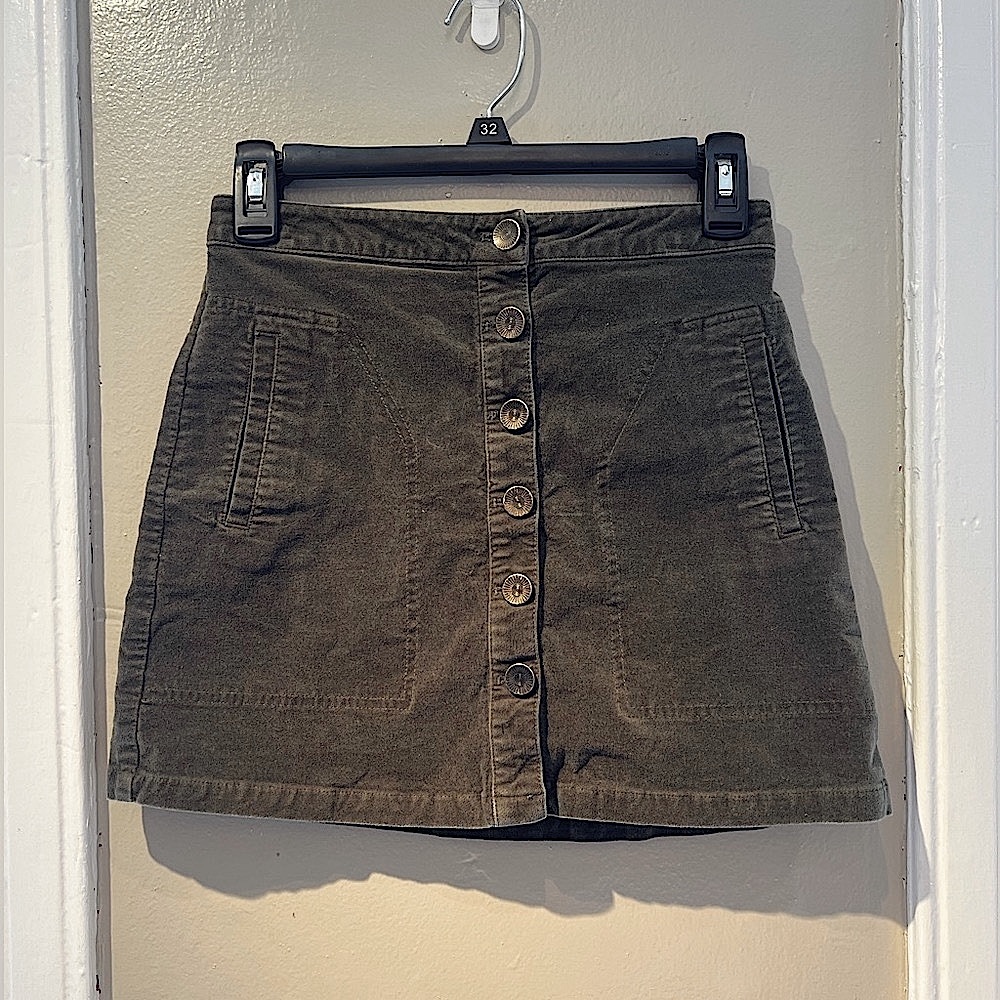 Forever 21 Olive Green Button Down Suede Skirt